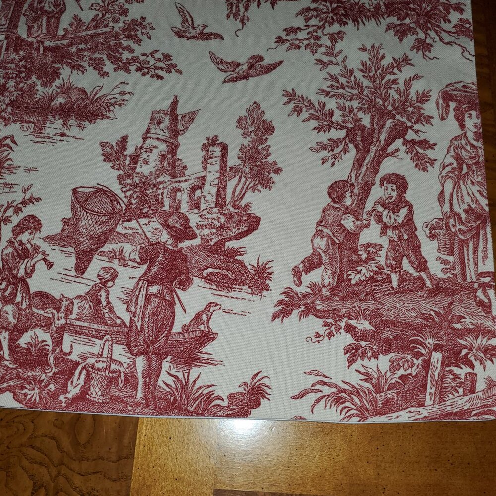Table Runner, Waverly Country Life Red/Cream Toile, Lined, 54 x 16, Handcrafted - Picture 8 of 14